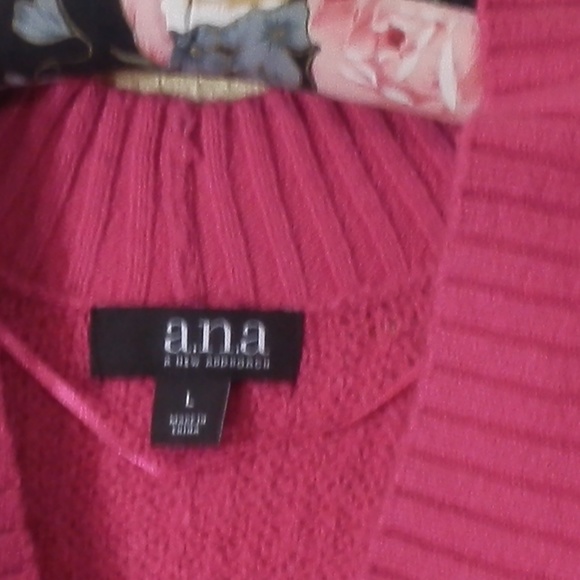 a.n.a  Sweater Pullover Pink NWT V-Neck High Low Long Sleeve Stretch SOFT - Picture 2 of 8